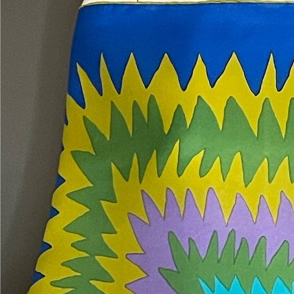 Gorg Vintage Pia Piccini Psychedelic Groovy Print Silk Scarf 26 In Sq Good Cond - Picture 4 of 10